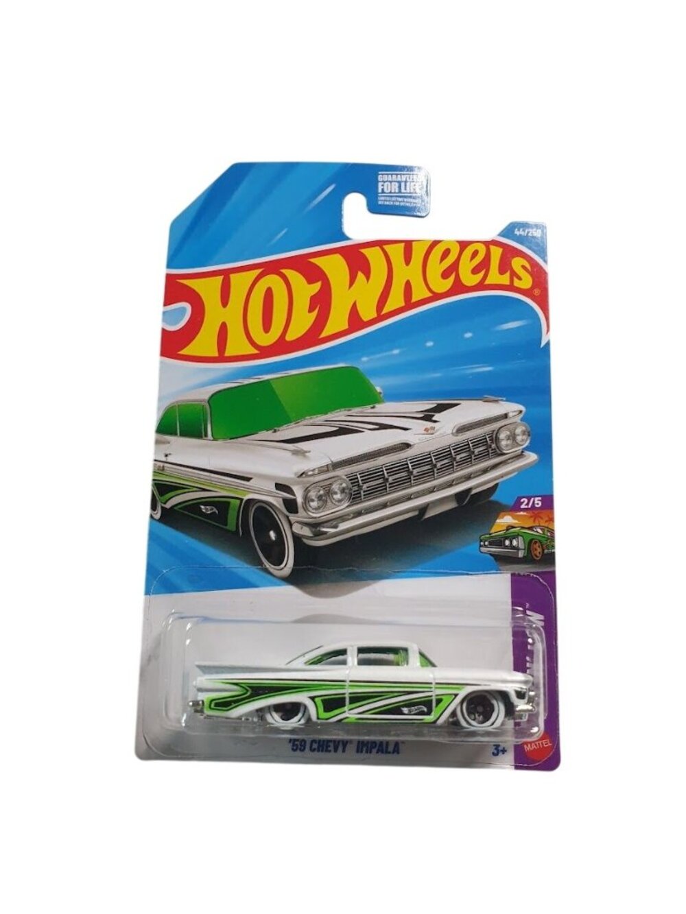 Hot Wheels 59 Chevy Impala Laying Low White Green Stripes Collectible Car Sealed